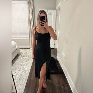 Zara Black Satin Midi Dress